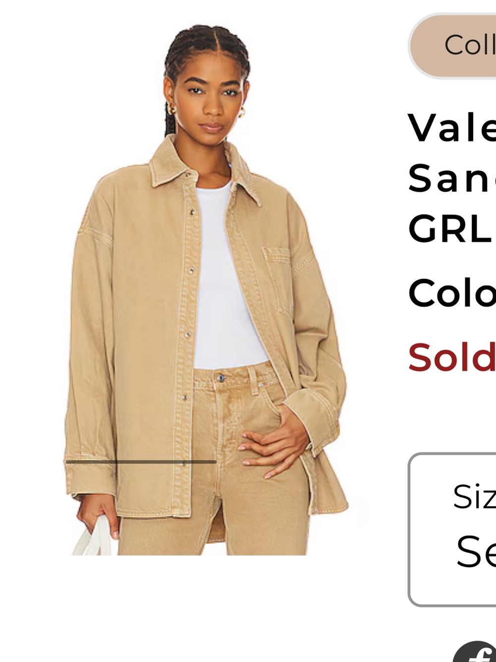 GRLFRND Valeria Oversized Shirt in Sandstone